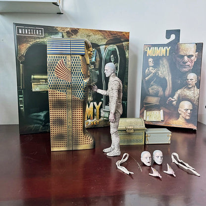 NECA Monsters Figure The Mummy Casket Coffin Pyramid Action Figure Universal Monsters Model Toy Christmas Halloween Gift Doll