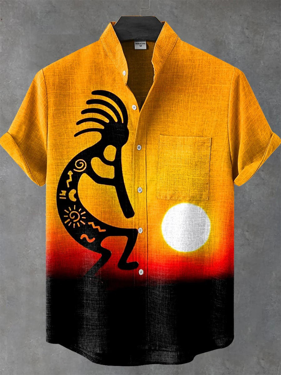 New Men's Summer Fashion Printed Linen Comfortable Short Sleeve Shirt 3D Art Shirt Fast Shipping