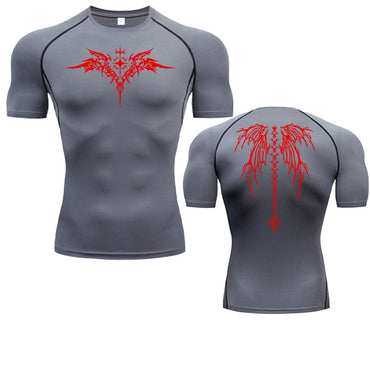 Anime Print Compression Shirt Mens Running T-Shirt Quick-Drying Fitness Sportswear Gym Sports Short Sleeve Breathable Tops