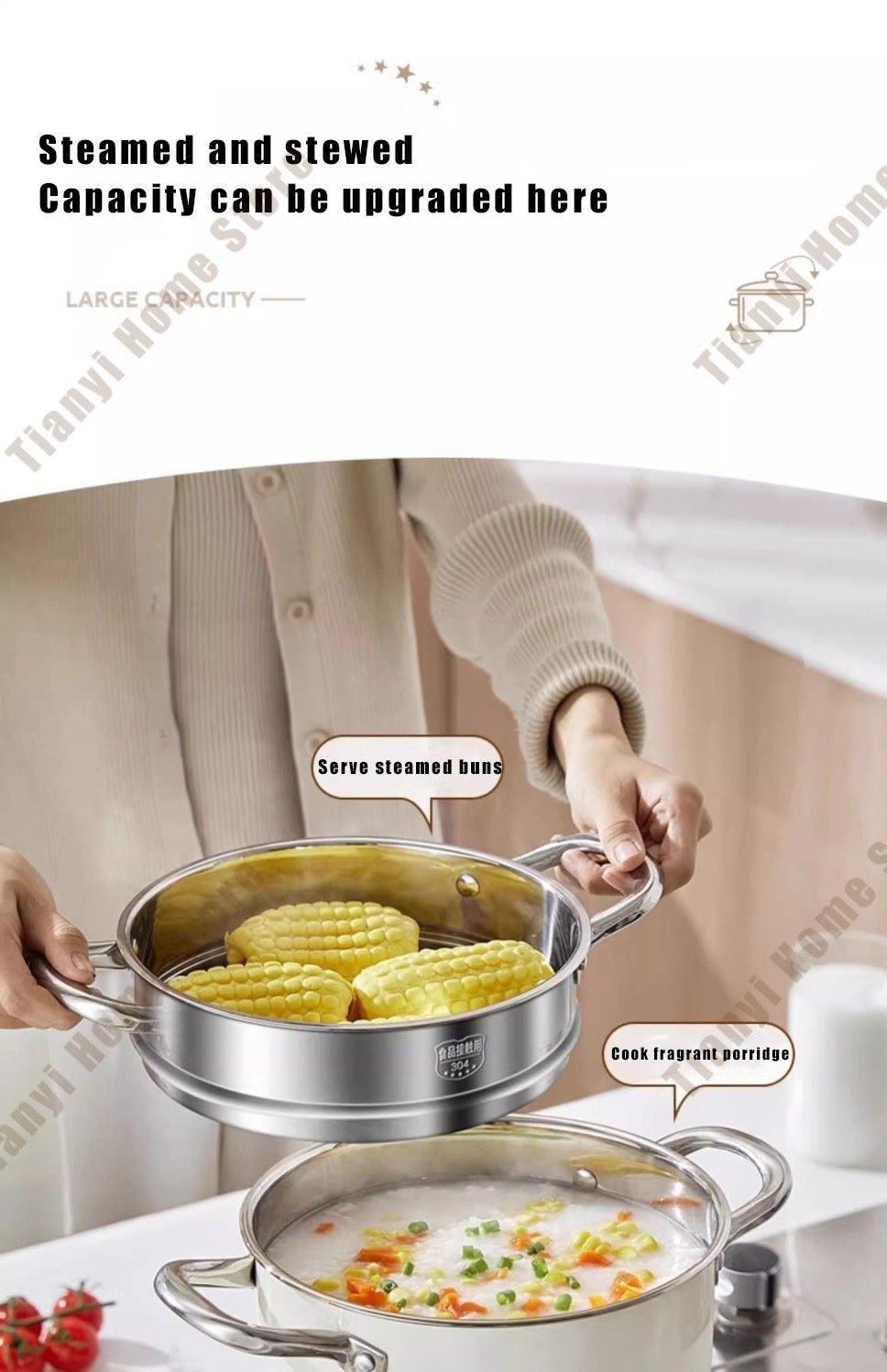 304 Stainless Steel Soup Pot Non-stick Frying Pan with lid Home Hot Pot Induction Cooker Gas Stove wok Food Supplement Milk Pot