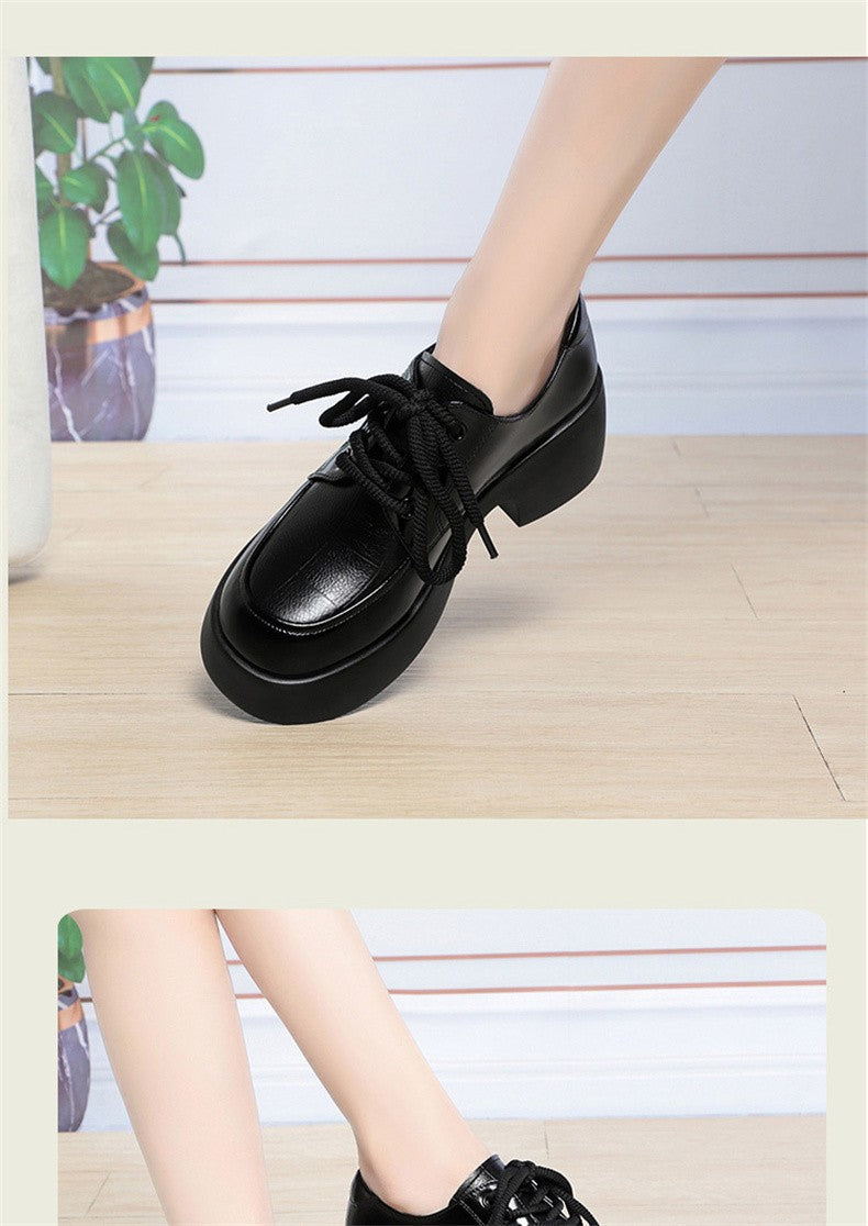 Soft Leather Uniform Shoes Female British Girl Japanese Wild Black Retro Mary Jane Shoes Lolita Platform Shoes Low Anti-slip