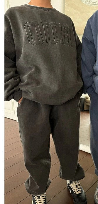 2025 Winter New Children Letter Tracksuit Outfits Boys Girls Fleece Sweatshirt + Pants 2pcs Suit Baby Warm Sports Clothes Set