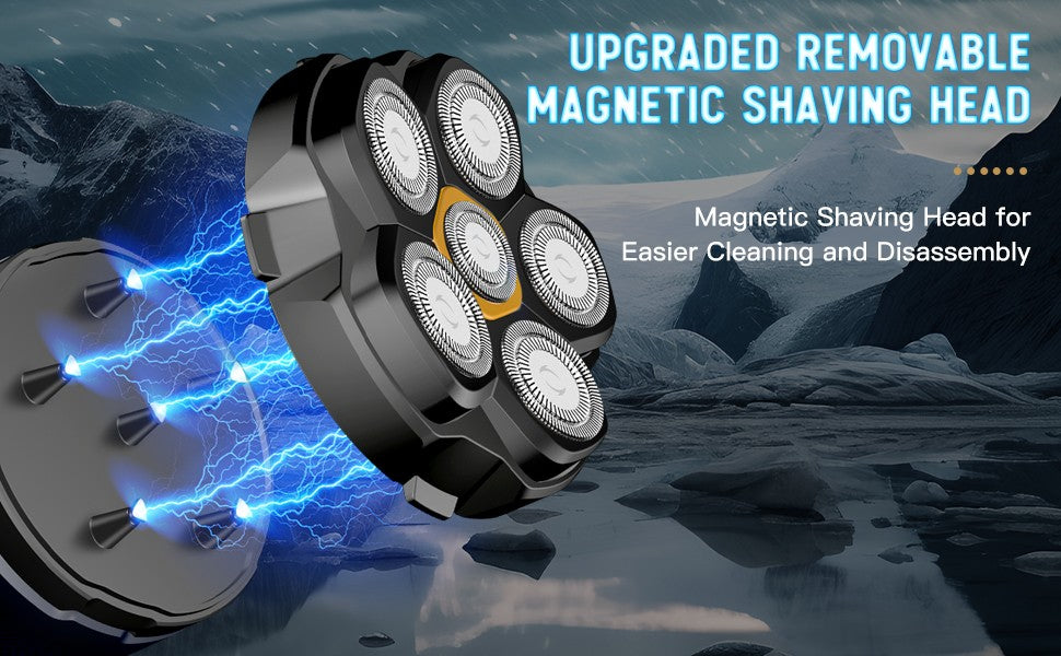 Electric Head Shavers for Bald Men 6D Magnetic Razor Hair Trimmer Rechargeable LED Display Waterproof Beard Shavers Hair Cutting