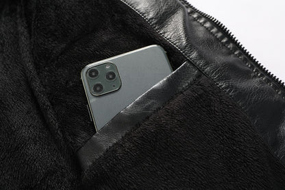 Mens Vintage Motorcycle Jacket 2024 Men Fashion New Biker Leather Jacket Male Embroidery Bomber Coat Winter Fleece Pu Overcoat