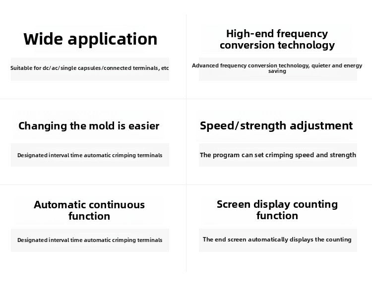 Zten 1.5T 2T Automatic Flat Cable Electric Crimper Tool Low Noise Wire Terminals Crimping Machine Multiple Connectors Support