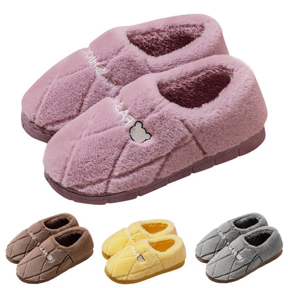 Men Casual Soft Fur Furry Couples Warm Home Baotou Plush Soft Bottom Comfortable Solid Color Men Winter Cotton Slippers  ???