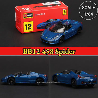 Bburago 1:64 Ferrari Modelo de Mini Carro, BB11 Enzo Réplica de Veículo de Metal F12tdf F40 458 488 GTB Miniatura de Metal Decoração de Casa Brinquedo de Menino