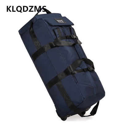 KLQDZMS Waterproof Luggage Bag Oxford Cloth Run Trolley Bag Large Capacity Double Shoulder Travel Bag with Wheels Handbag