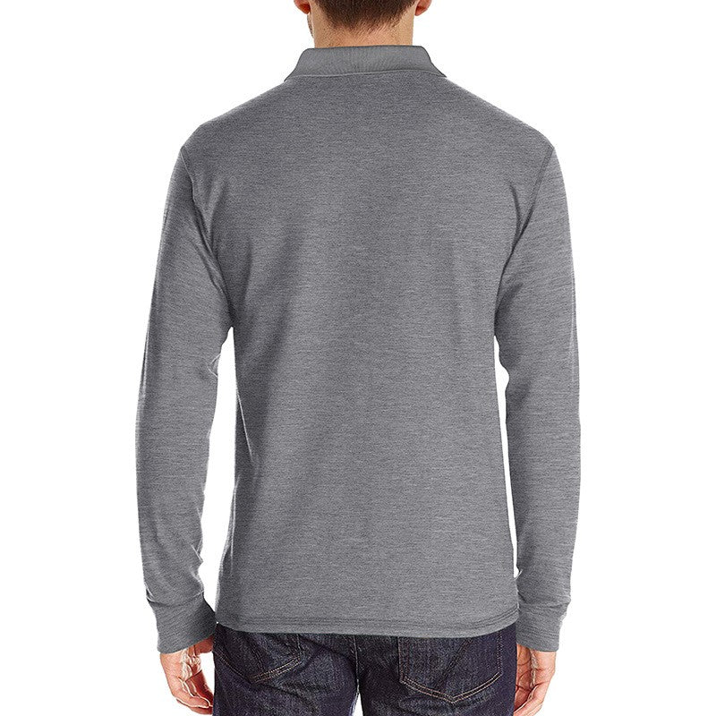 Spring Trend Men's Long Sleeve Casual Tshirt Solid Lapel Button Up Pullover Tops Autumn Turn Down Collar Bottoming Polo Shirt
