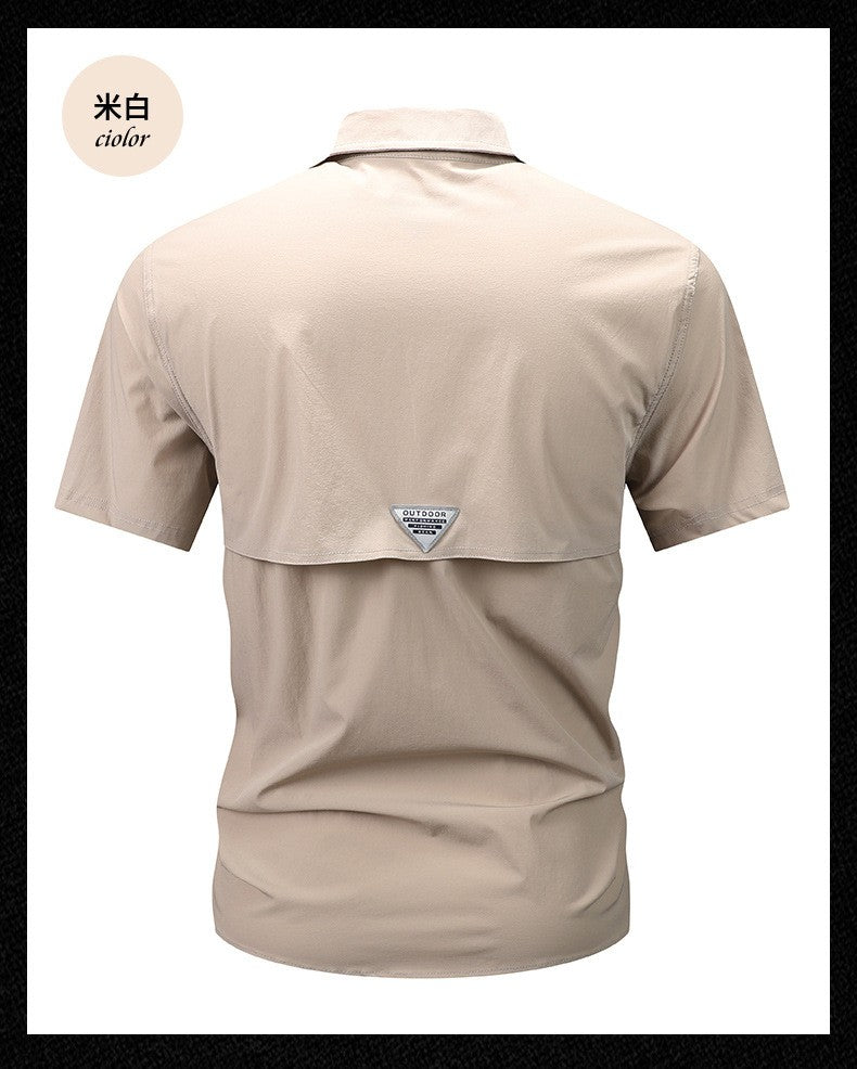 2024 Summer New Cargo Shirt Short Sleeve Men's Cargo T-shirt Outdoor Navy Multi-pocket Breathable Camping Hiking Work Shirts