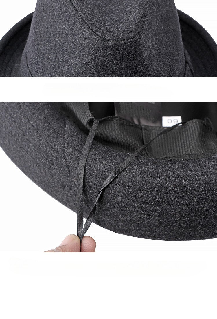 Gentleman Hat Men's British Style Retro Simple Pure Color Wool Top Hat Men's Casual Jazz Hat