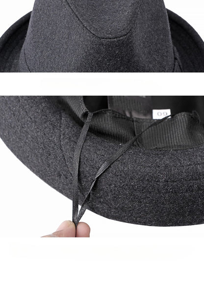 Gentleman Hat Men's British Style Retro Simple Pure Color Wool Top Hat Men's Casual Jazz Hat