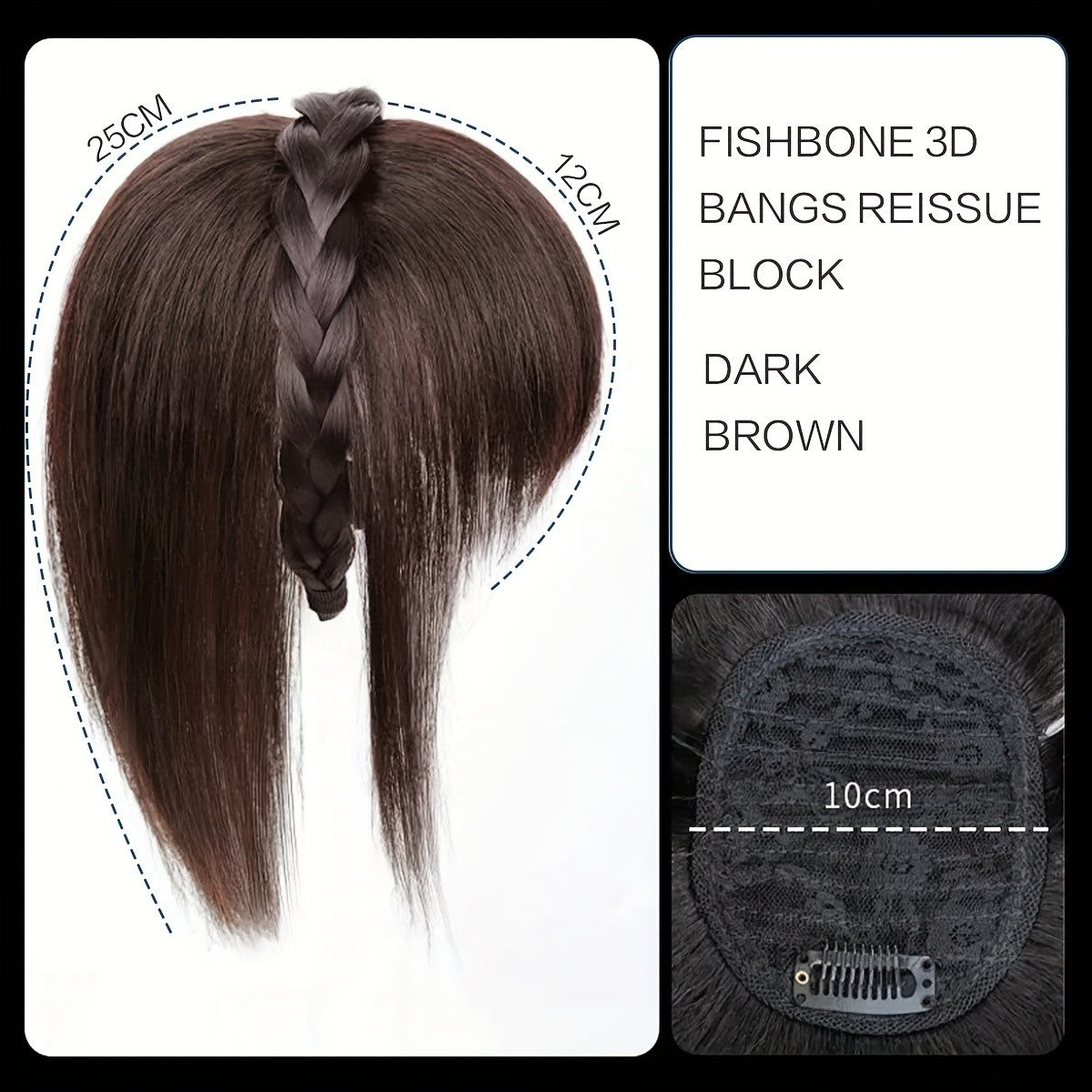 Topper de Cabelo Sintético com Tiara Franja Franja 3D Cabelo Sintético Clip em Extensões de Cabelo para Uso Diário Acessórios de Cabelo