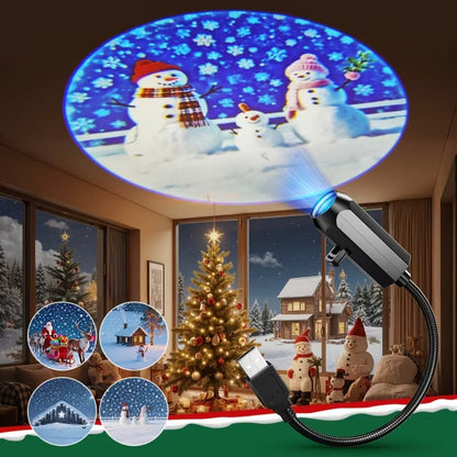 Christmas Projector LED Night Light Lifelike 4/6/10 Patterns Santa Claus Christmas Tree Ceiling Wall Decor Education Toy Gift