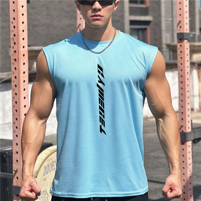 Mens Gym Tank top Man Fitness Sleeveless Shirt Male Mesh Breathable Fitness Sports Vest Undershirt Gyms Running Vest Men