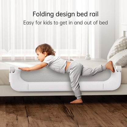 Toddler Folding Bed Rail with Enhanced Safety Anchors, Suitable for Bunk, Full, Queen, King, and Twin Beds (White)