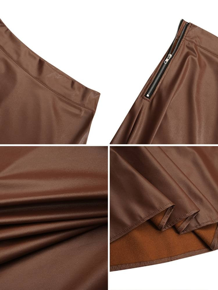 ZANZEA Women's PU Leather Maxi Skirt 2023 Spring Elegant OL Long Saias Fashion Solid Mujer Faldas Casual High Waist Zipper Jupe