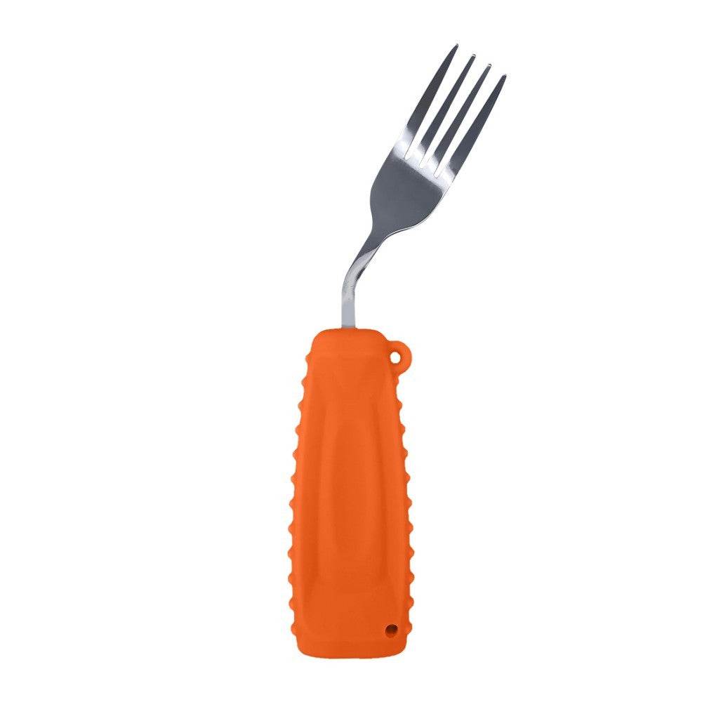 Garfo Curvo Inclinado Leve Ehucon Safety para Tremores, Parkinson, Idosos, com Cabos Antideslizantes de Fácil Aderência