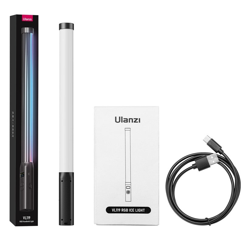 Ulanzi VL119 RGB Bastão de Luz Portátil Tubo LED Iluminação de Vídeo CRI 95+ 2500K-9000K 2000mAh Lâmpada de Preenchimento para Fotografia