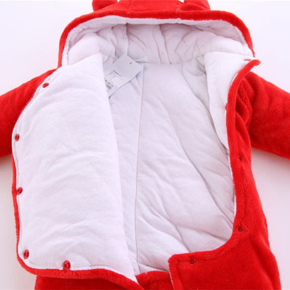 OLEKID 2025 Autumn Winter Baby Boy Rompers Hooded Thick Cotton Newborn Jumpsuit Infant Baby Girl Overalls Toddler New Born Coat
