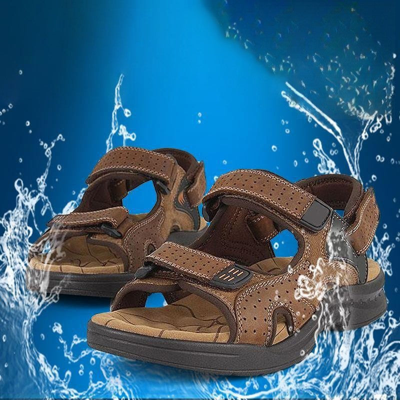 New Brand Classic Mens Sandals Summer Genuine Leather Sandals Men Outdoor Casual Lightweight Sandal Fashion Men Sneakers BigSize