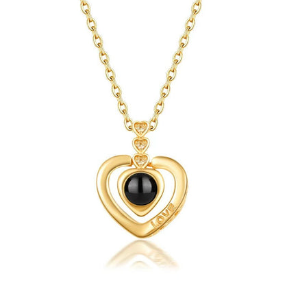 Love Heart Necklace 100 Languages I Love You Projection Pendant Jewelry For Mom Girlfriend Birthday Christmas Romantic Gifts