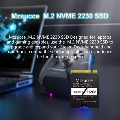 SSD Nvme M2 2230 1T 512gb 256gb Compatível com Steam Deck/Surface Pro Atualização e Expansão, Alto Desempenho e Eficiência
