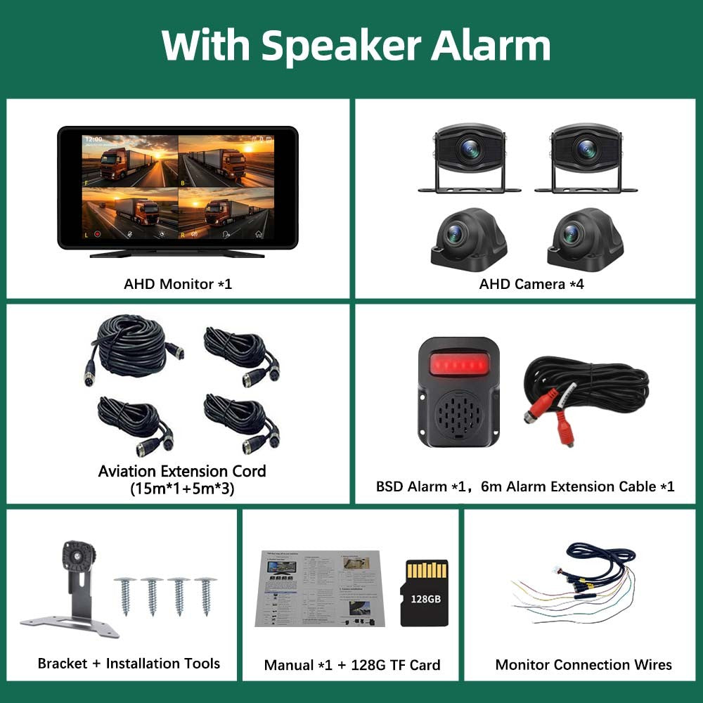 4 Channel 10.1 Inch Truck Bus Vehicle DVR MP5 With 4 PCS AHD 1080P Camera Surveillance Video Parking Recorder Monitor System Kit