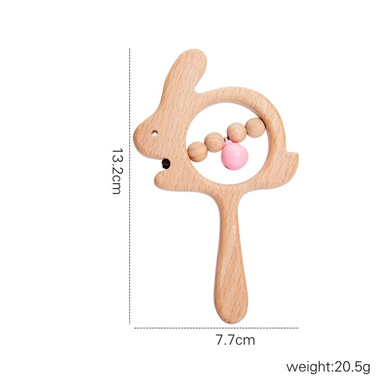 Baby Wooden Koala Hand Rattles Teether Toys Wooden Ring Montessori Toys Owl Shape Musical Rattle  for Baby Gifts Teething Toys