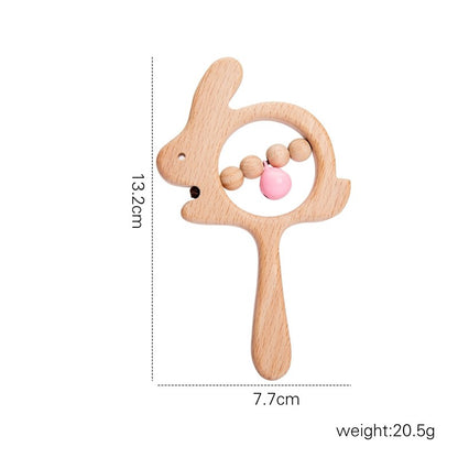 Baby Wooden Koala Hand Rattles Teether Toys Wooden Ring Montessori Toys Owl Shape Musical Rattle  for Baby Gifts Teething Toys