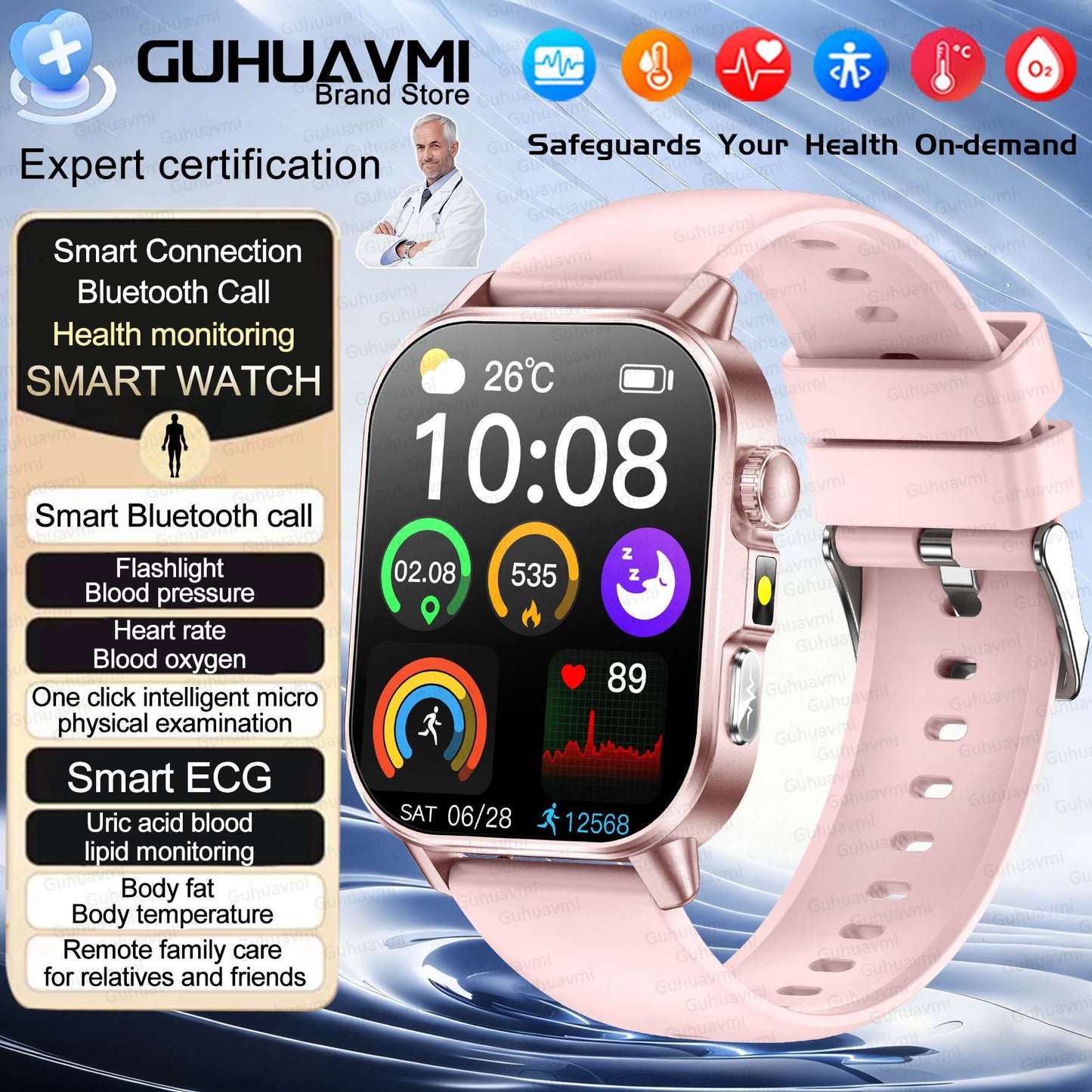 2026 New AI Health Diagnosis Smart Watch Body Analysis Uric Acid Blood lipids ECG+PPG Blood pressure call Smart watch Men Women