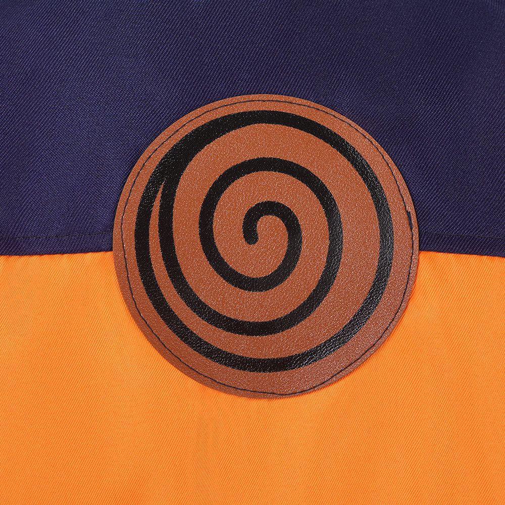 Uzumaki Cosplay Costume Orange Clothes with Headband & Kunai Pouch Pre-Shippuden Genin Ninja Outfit Blonde Wig Unisex Adult Hall