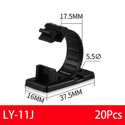 20PCS Self-Adhesive Cable Organizer Clips Management Wire Holder USB Winder Desktop Line Clamp Sticky Adjustable LY-4/6/8 Black