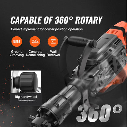 Martelete Demolidor SucceBuy 3500W Quebrador de Concreto 2 Talhadeiras Luvas para Escavação 1900 BPM Martelete Demolidor Elétrico para Serviço Pesado