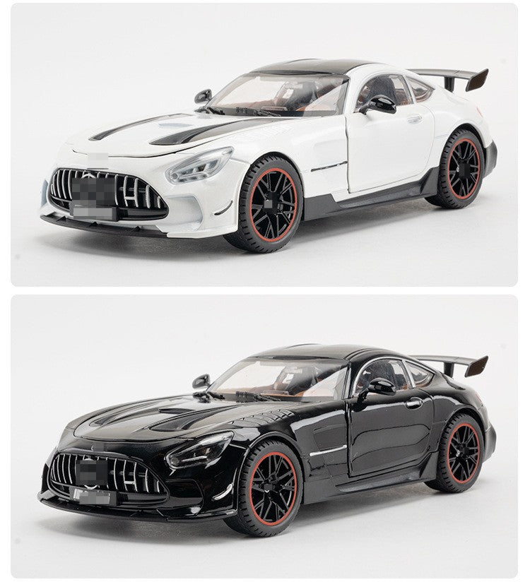 Miniatura de Carro Benz AMG GT-R Escala 1:18, Modelo de Brinquedo em Liga Fundida, Supercarros com Portas que Abrem, Luz e Som, Veículo com Fricção para Meninos, Presentes de Aniversário