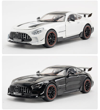 Miniatura de Carro Benz AMG GT-R Escala 1:18, Modelo de Brinquedo em Liga Fundida, Supercarros com Portas que Abrem, Luz e Som, Veículo com Fricção para Meninos, Presentes de Aniversário