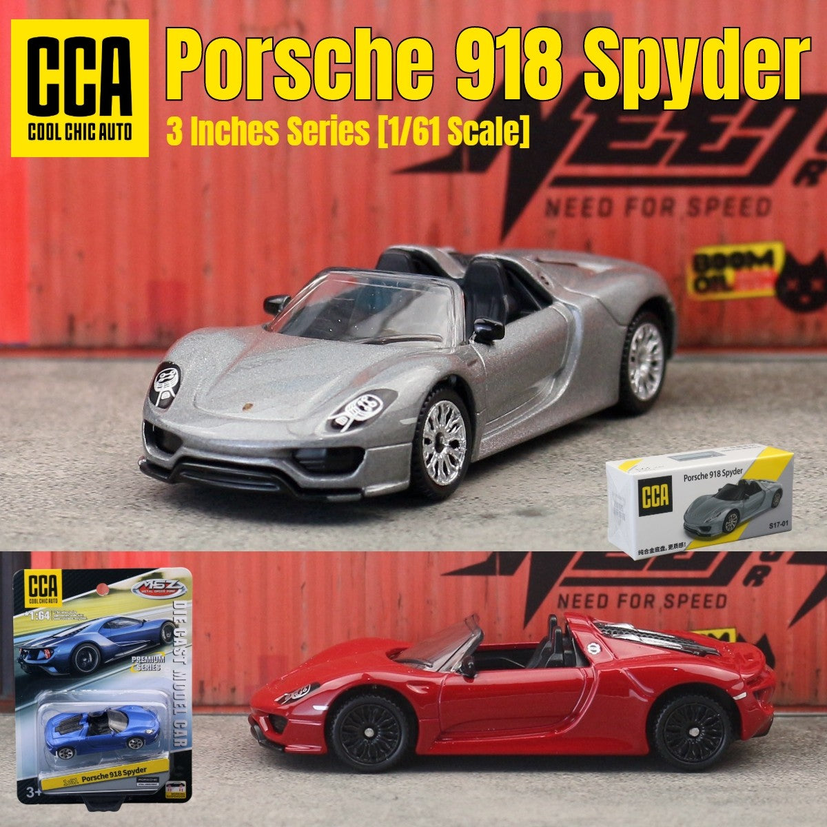 1/61 Porsche 918 Spyder Brinquedo Carro Modelo CCA MSZ 1:64 Miniatura Fundida Coleção Rodas Livres Adequado para Hot Wheels Presente Criança