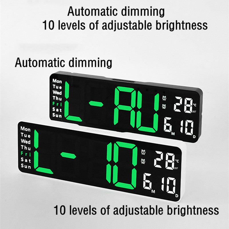 Large Digital Wall Clock Temp Date Week Display Remote Control Power Off Memory Table Clock Wall-mounted Dual Alarms LED Clocks