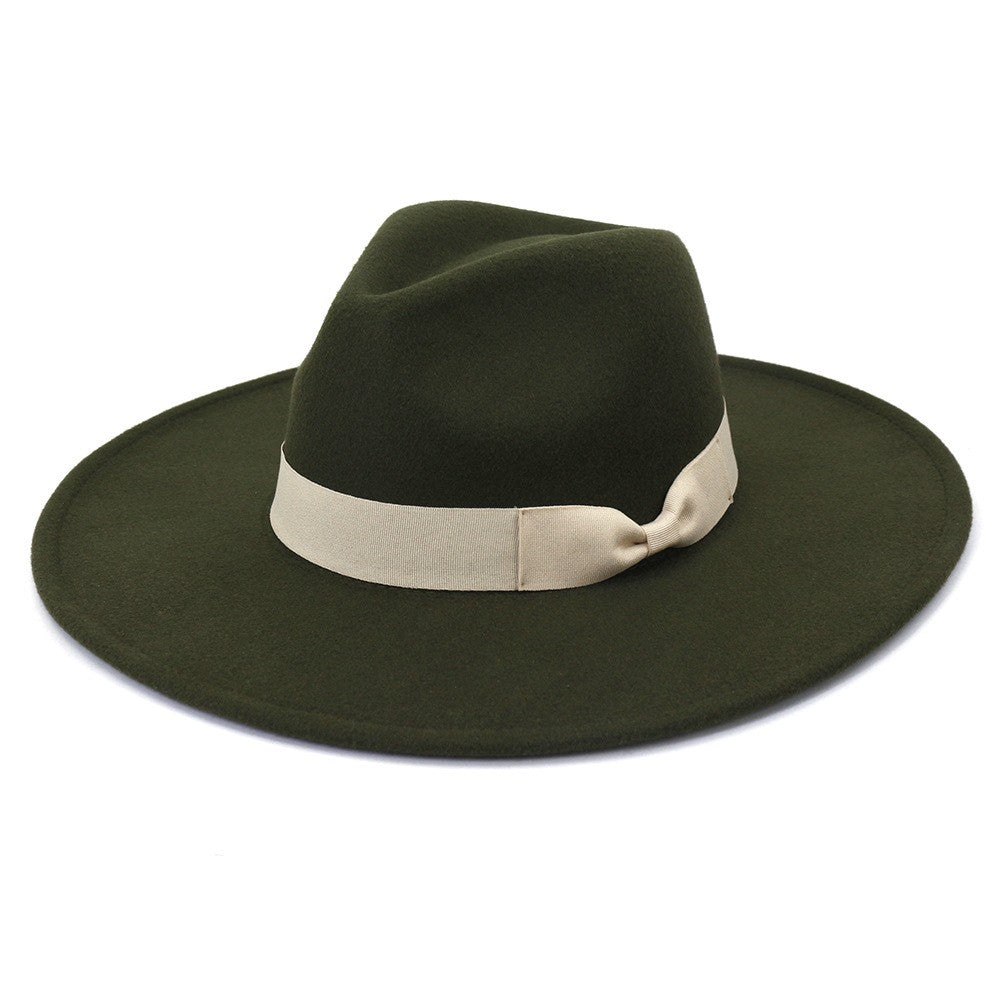 Big Wide Brim Women Hats 2021 Winter Autumn Ladies Elegant Retro Felt Fedora Hat Wedding Church Dress Formal Hat