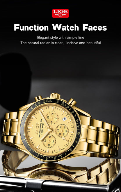 2025 LIGE Top Brand Luxury New Men Watch Quartz Man Watches Waterproof Luminous Watch for Men Date Chronograph Sport Wristwatch
