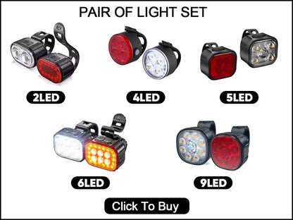 BUCKLOS Bike Lighting Front and Rear Lights Bicycle Lamp Led Cycling Light Bike Flashlight for Bicycle Front Taillight Lantern