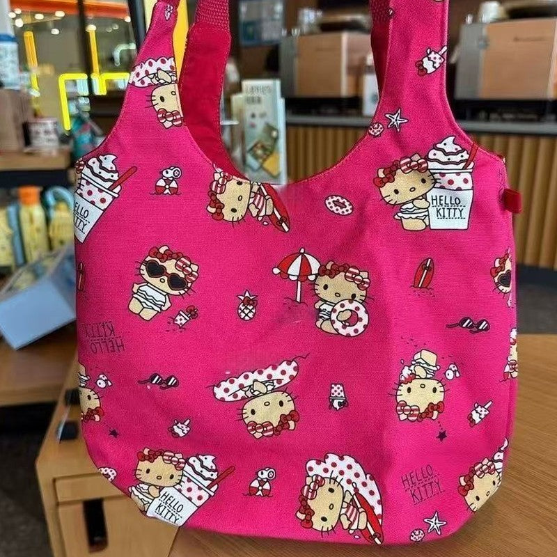 Hawaii Vacation Beach Cat Storage Bag Kawaii Japanese Charm Cat Storage Bag Shopping Bag Portable Decorative Birthday Gift