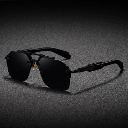 Novos Óculos de Sol Masculinos Steampunk Design de Haste Dupla Óculos de Piloto Sem Aro Proteção UV Óculos de Proteção Retrô