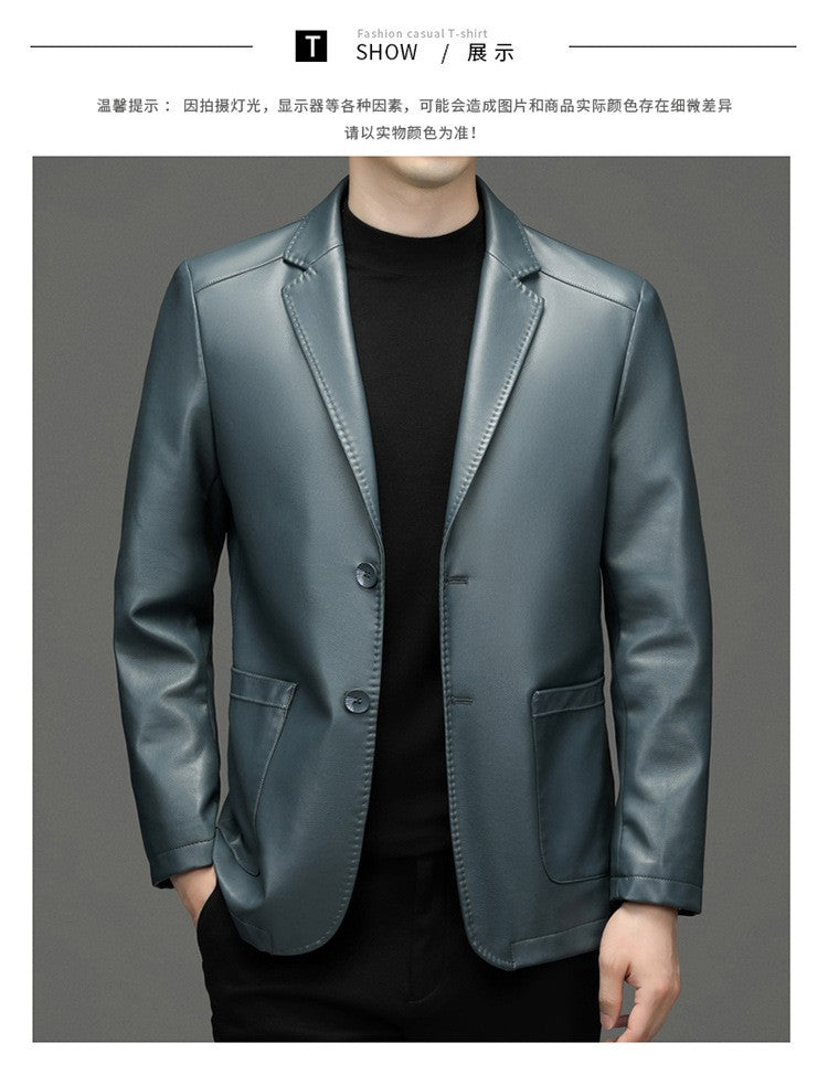 2025 Autumn Winter Men's Genuine Leather Blazers Jackets Slim Fit Suits Coats Business Casual Genuine Leather Suits Jackets Male