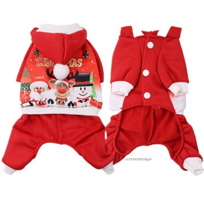 Fantasia de Natal para Cães Moletom Vermelho Festivo com Galhadas Roupa de Inverno Aconchegante para Filhotes Pequenos Chihuahua Yorkshire
