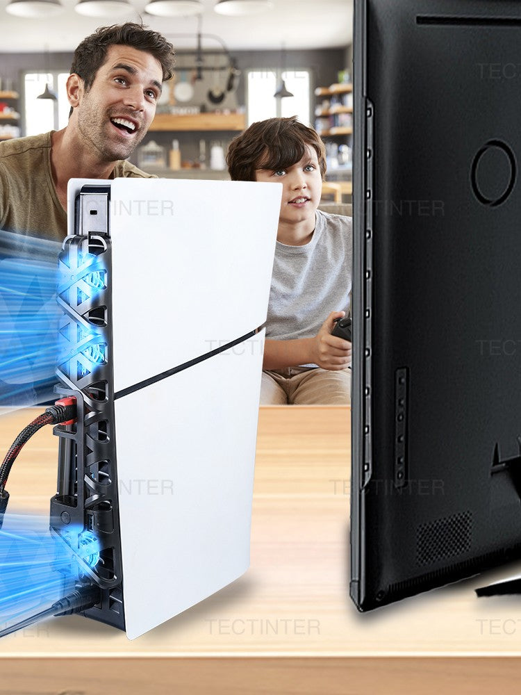 Cooling Fan for PS5 Slim Disc Edition/Digital Edition Game Console with RGB Lighting USB 3.0 Port for PlayStation 5 Accessories