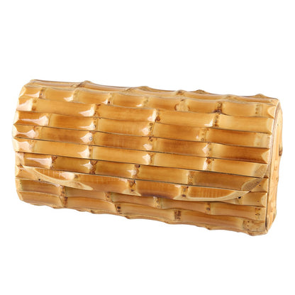 Nilerun Brand Fashion Vintage Retro Hard Wood Rattan Straw Evening Purse Wallet Unique Handmade Natural Bamboo Root Clutch Bag