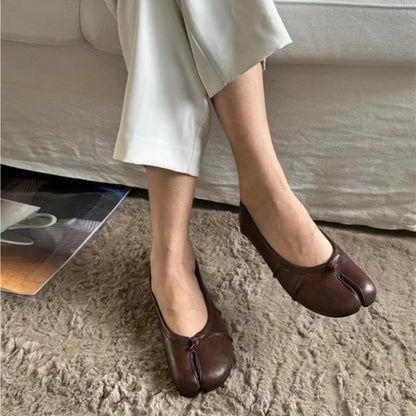 Fashion Soft Leather Split Toe Women Tabi Ballet Flats Spring Autumn Comfortable Walking Lazy Loafers Casual Girls Dance Shoes