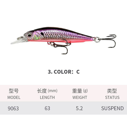 Isca de Pesca Suspend UV Minnow 5g 63mm Rozante 63SP Jerkbait Isca para Truta Baixo Água Salgada Twitch Jerk Retrieve Isca Artificial Rígida