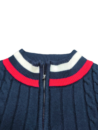 Thickened version2025 Autumn and Winter Men's Quarter-Zip Sweater Pure Cotton Mock Neck Knit Long Sleeve Pullover Sweater 560G